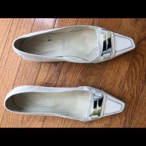 Tods Cream Off White Moccasin Driving Flats